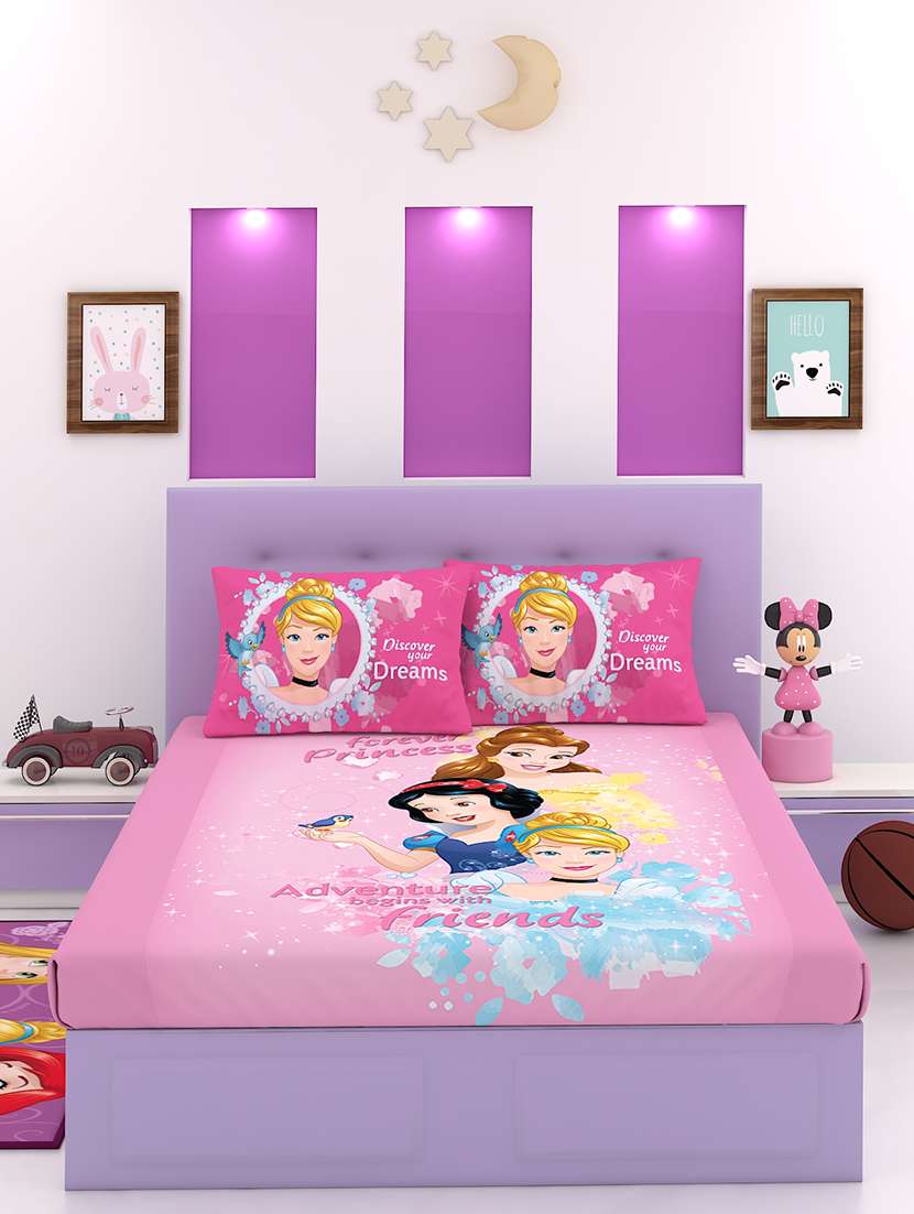 disney athom trendz princess cotton bedsheet double 270 x 270 cm