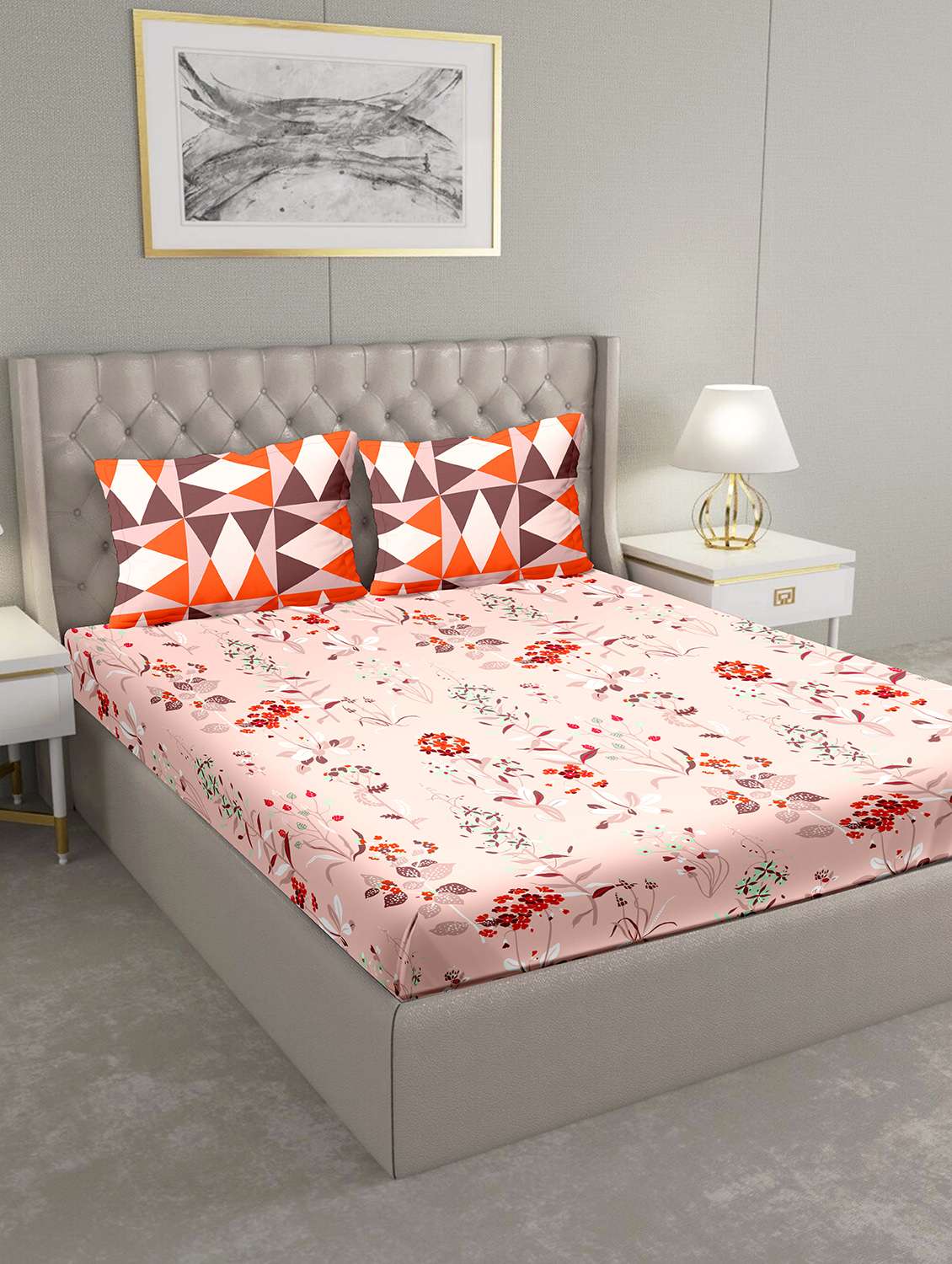 blueberry double bedsheet set super king size 180 tc cotton brown colour