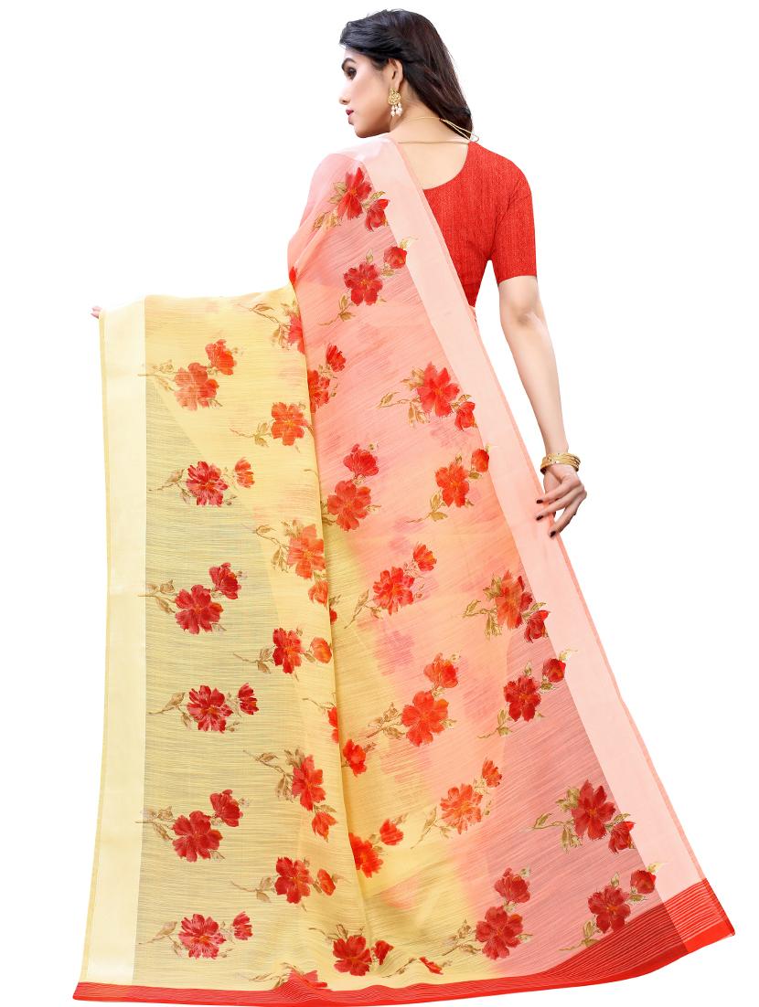 floral printed saree with blouse - 17601245 -  Standard Image - 1