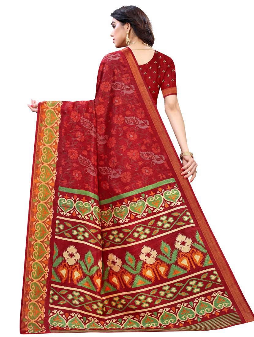floral printed saree with blouse - 17601277 -  Standard Image - 1