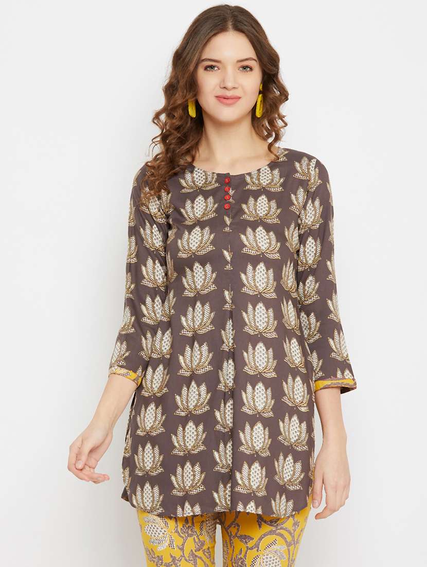 brown rayon straight kurti