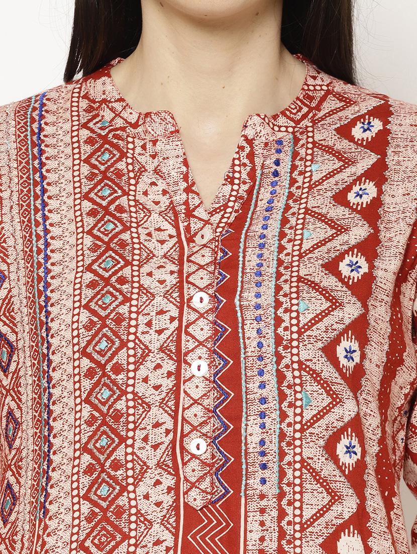 printed straight kurta - 17603017 - Standard Image - 4