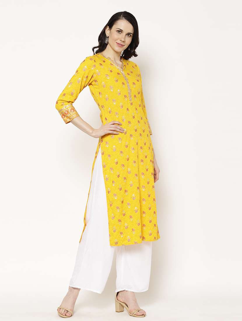 printed straight kurta - 17603021 -  Standard Image - 1