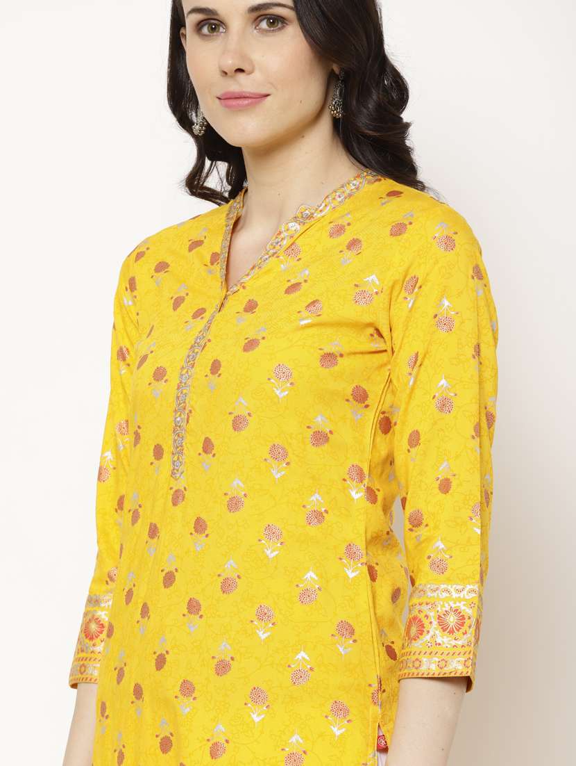 printed straight kurta - 17603021 -  Standard Image - 4