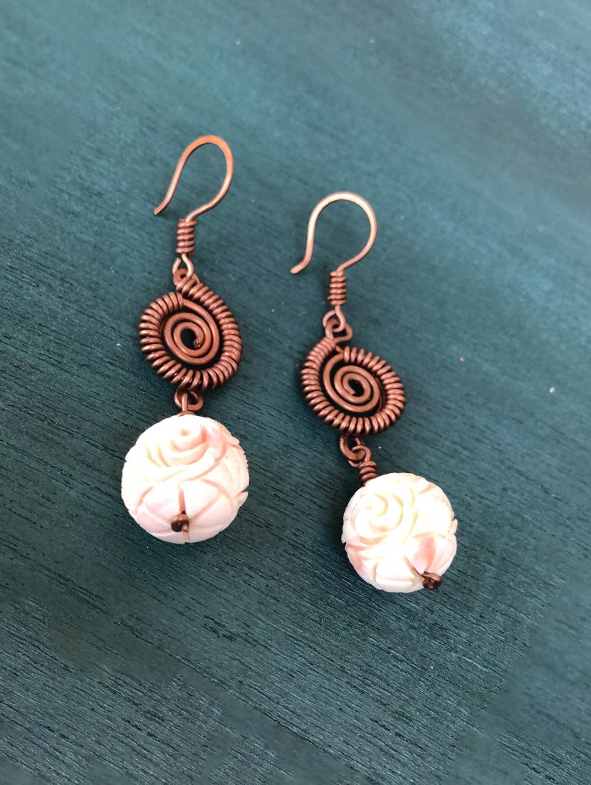 orange copper drop earring - 17603309 - Zoom Image - 0