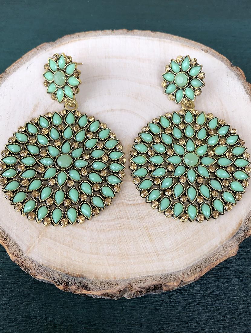 green metal hoop earring - 17603311 - Zoom Image - 0