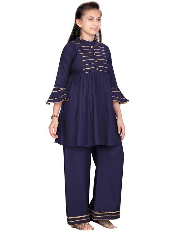 navy blue cotton suit set - 17603360 - Standard Image - 1