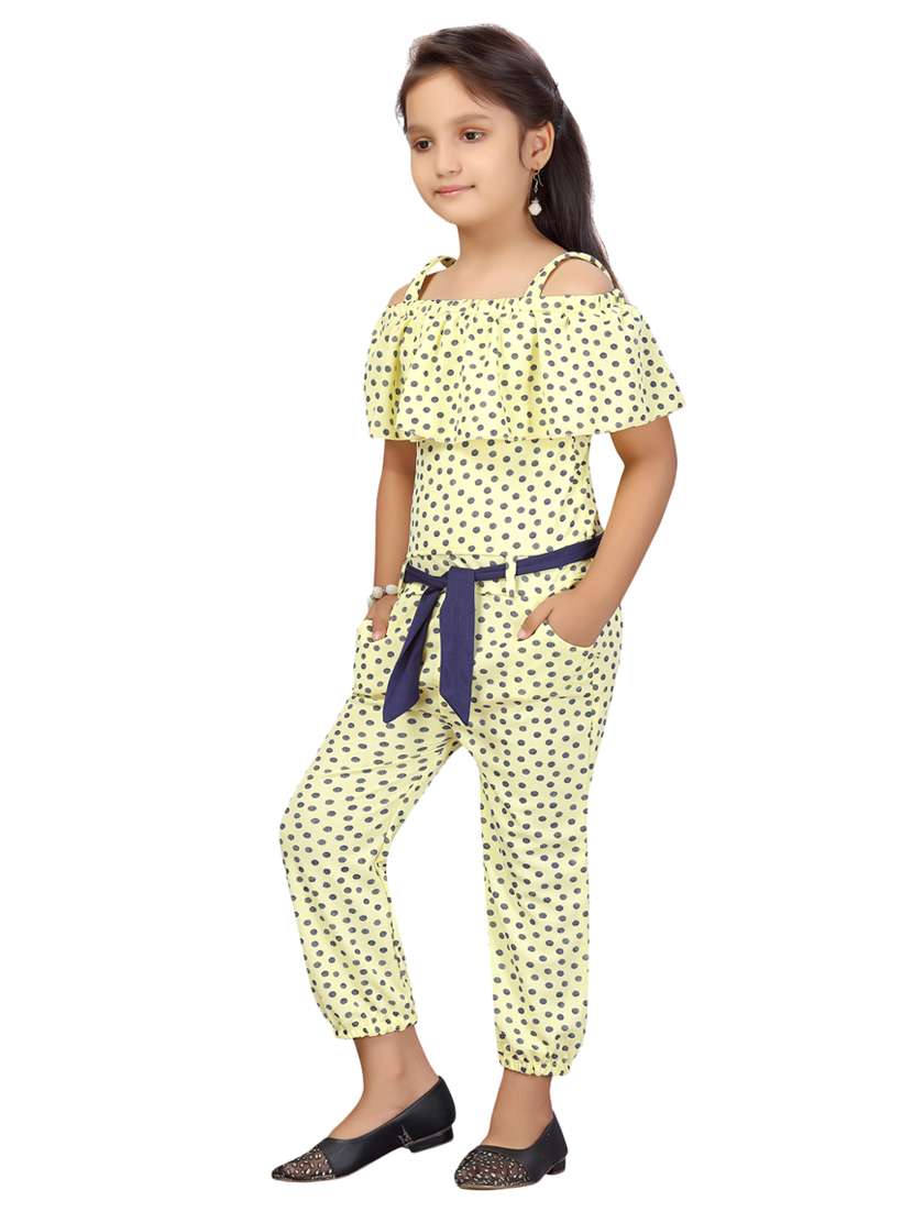 yellow cotton blend full length jumpsuit - 17603390 - Standard Image - 1
