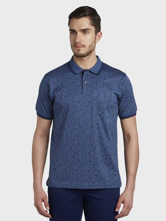dark blue printed polo t-shirt
