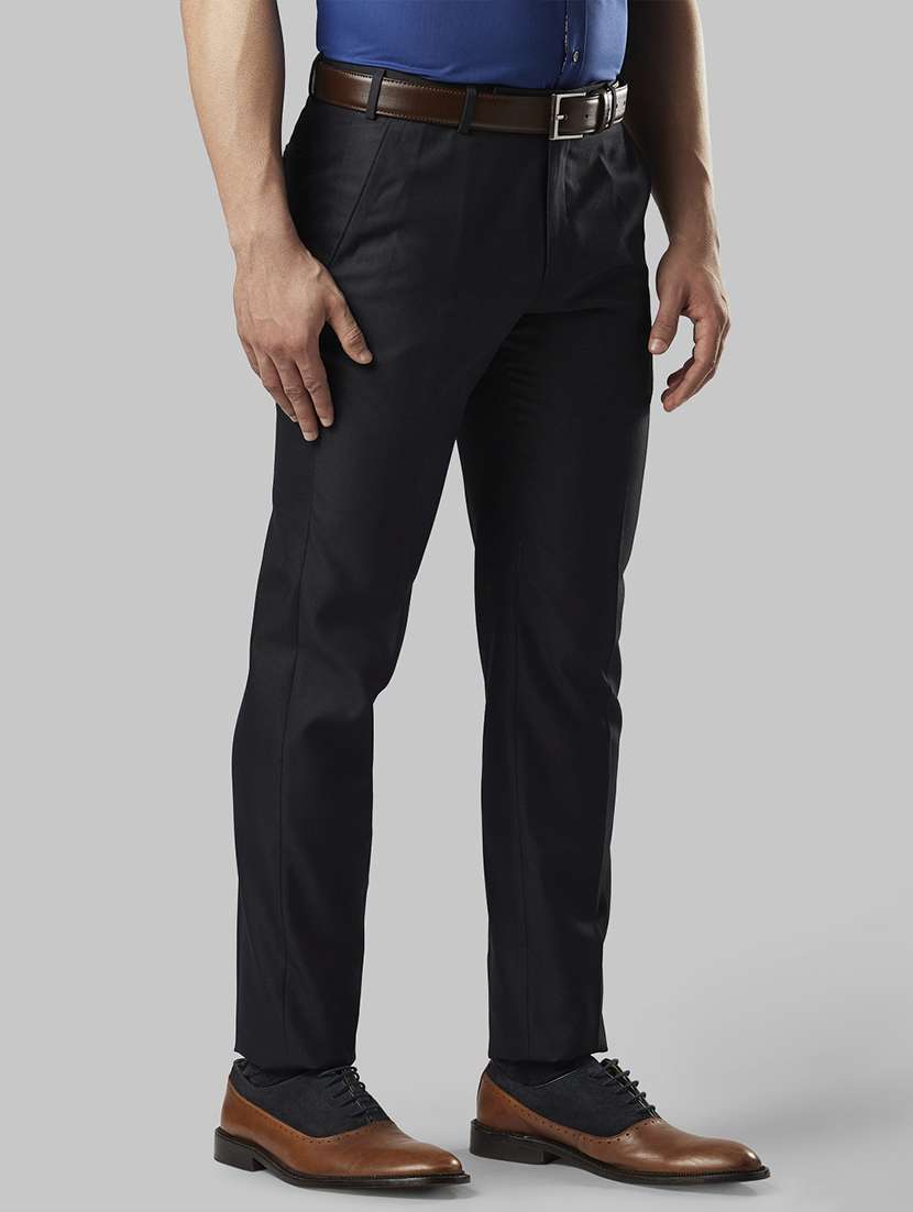 black solid flat front formal trouser - 17604934 -  Standard Image - 1