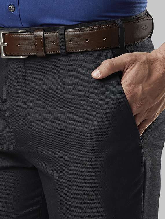 black solid flat front formal trouser - 17604934 -  Standard Image - 4