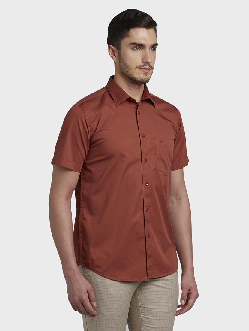 brown solid casual shirt - 17606063 - Standard Image - 1