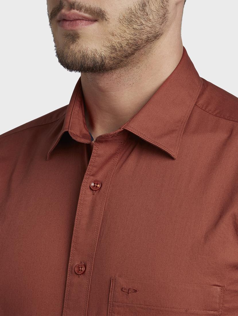 brown solid casual shirt - 17606063 - Standard Image - 4