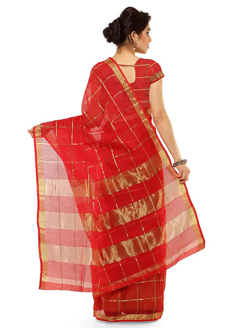 checkered kota doria saree with blouse - 17606805 - Standard Image - 1