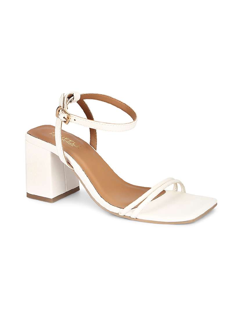 white pu ankle strap sandals