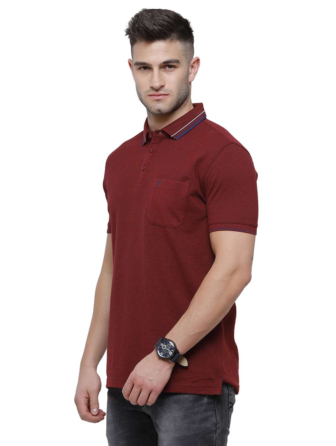 maroon solid polo t-shirt - 17607689 -  Standard Image - 1