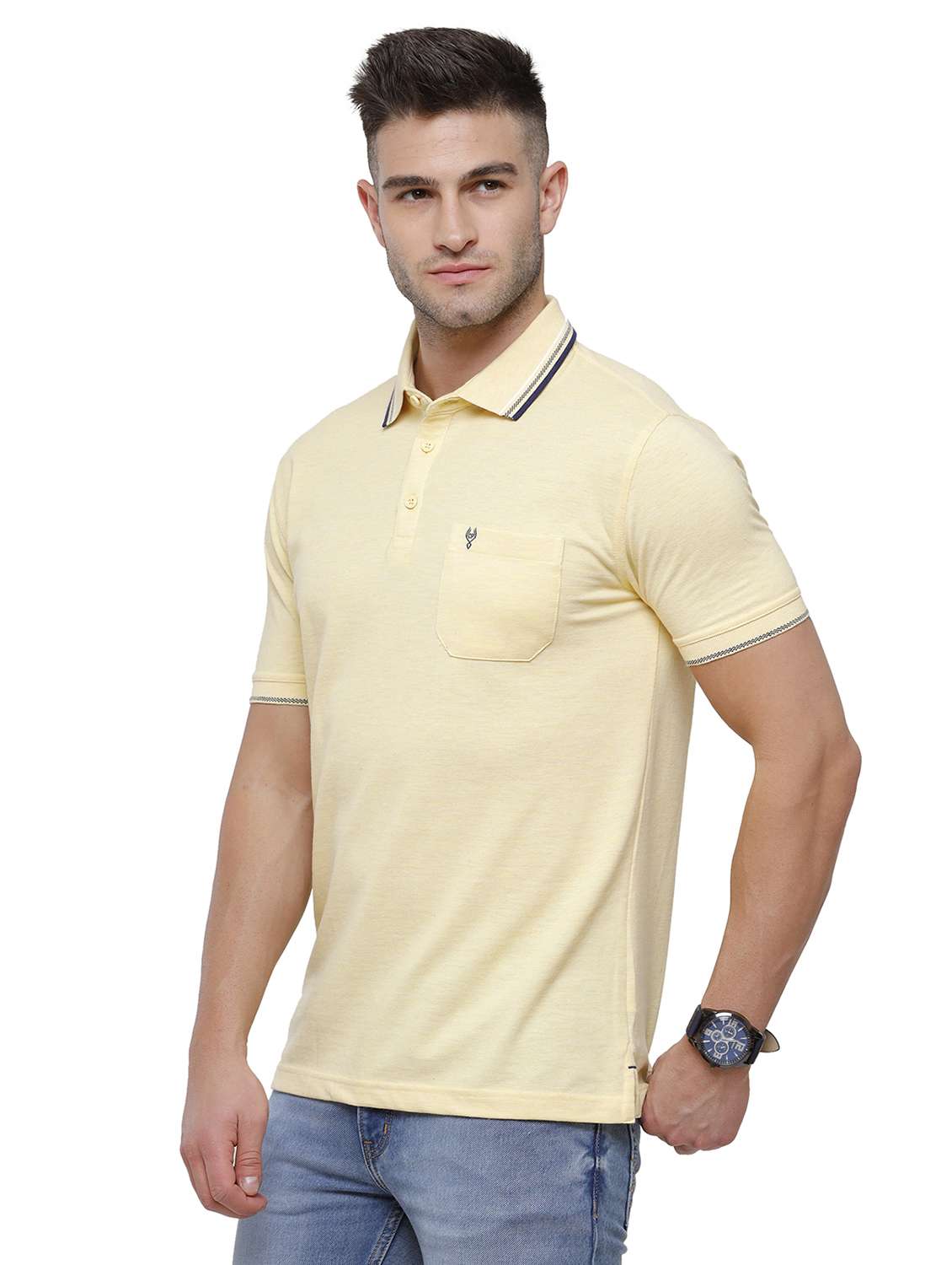 yellow solid polo t-shirt - 17607691 -  Standard Image - 1
