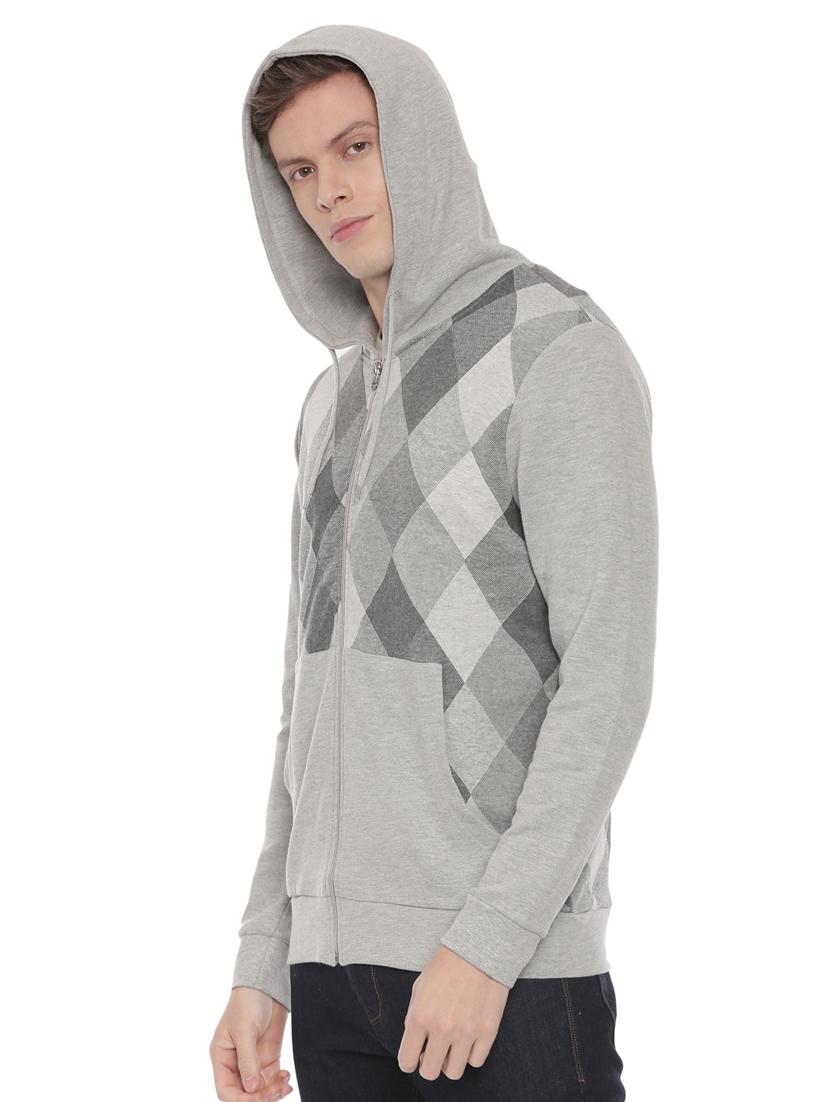 grey checkered hooded sweatshirt - 17607759 - Standard Image - 1