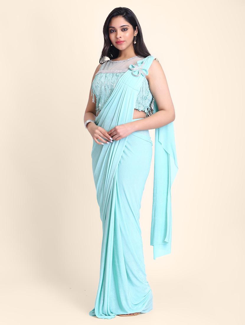 sequined draped saree  with blouse - 17607764 -  Standard Image - 1