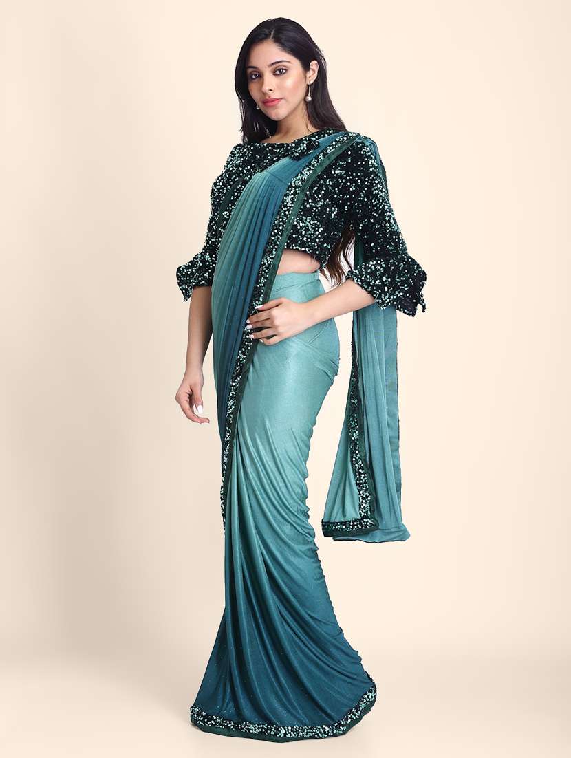 women's self design purist blue colored saree with blouse - 17607768 -  Standard Image - 1