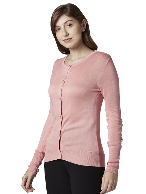 round neck solid cardigan - 17608568 -  Standard Image - 1