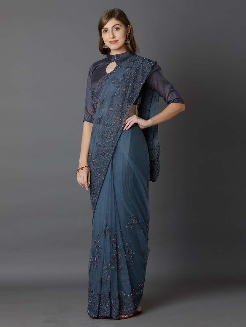 women's embroidered saree with blouse