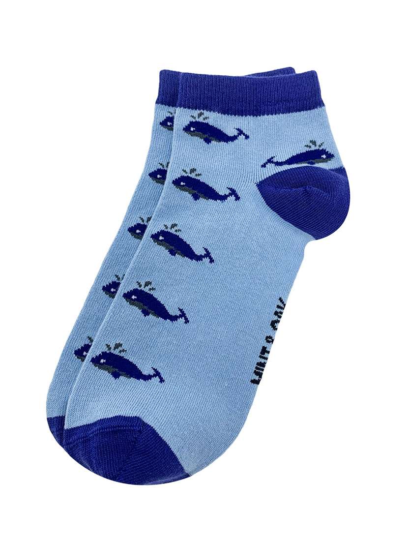 men blue printed ankle length sock