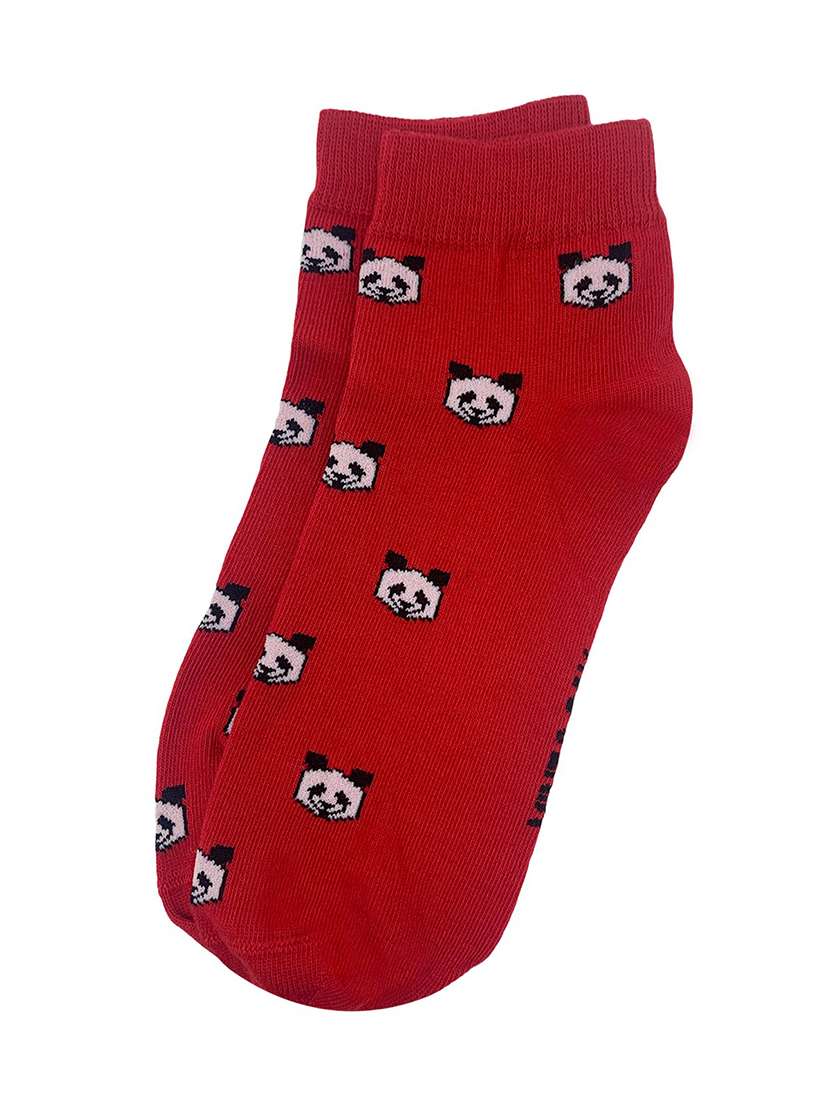 men red printed ankle length sock