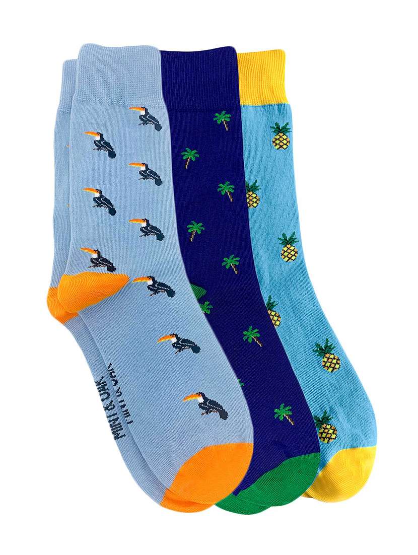 men pack of 3 printed above ankle length socks