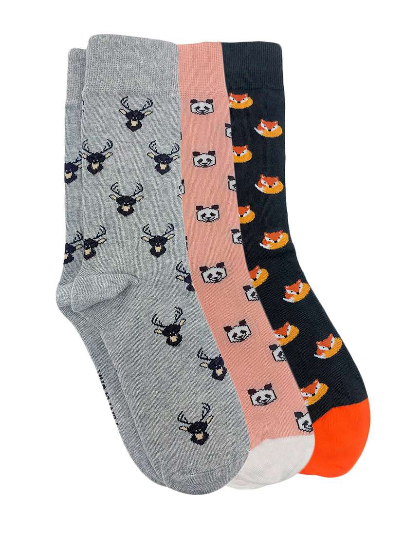 men pack of 3 printed above ankle length socks