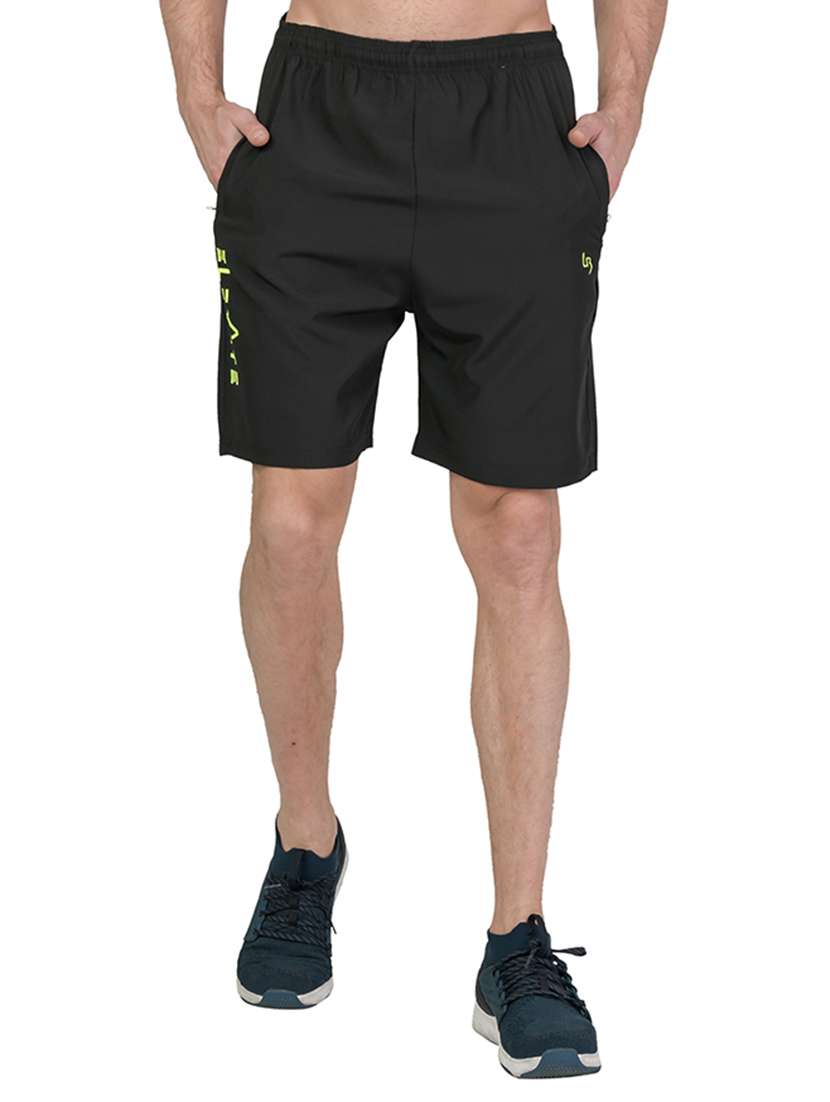 black printed shorts