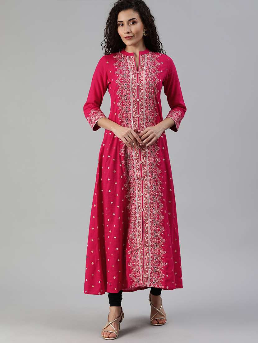 pink cotton anarkali kurta
