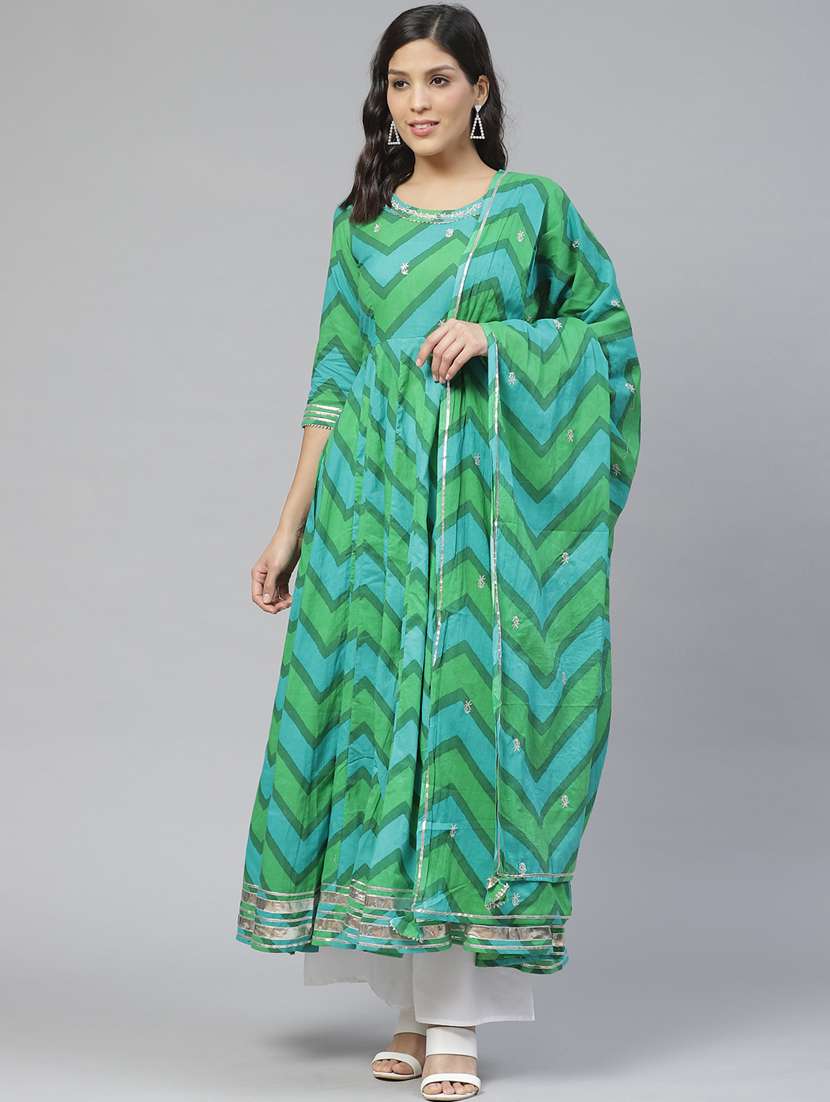 green cotton anarkali kurta