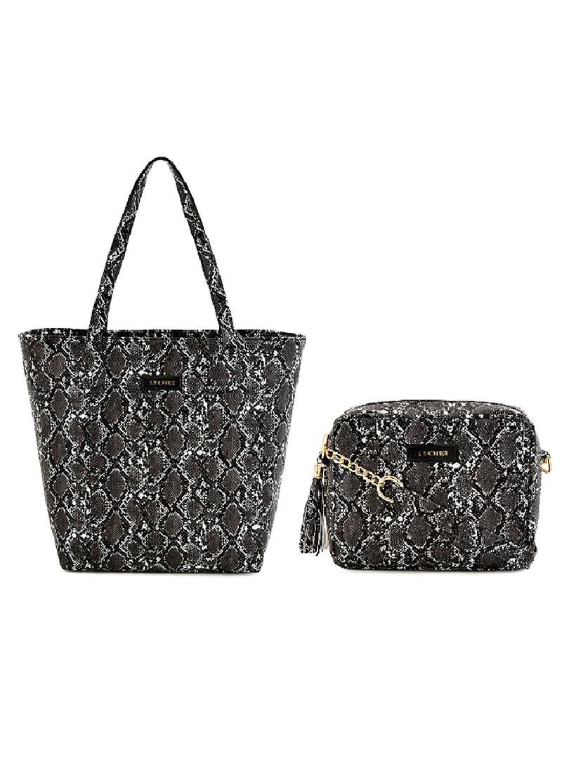 black leatherette (pu) combo handbag - 17612694 -  Zoom Image - 0