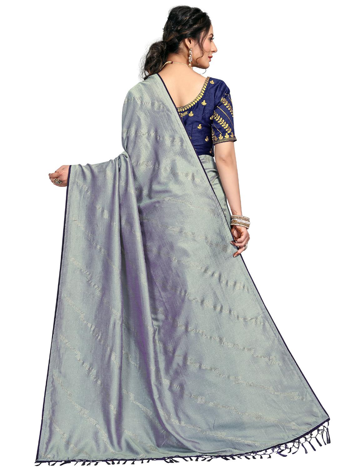 foil printed saree with blouse - 17613533 - Standard Image - 1