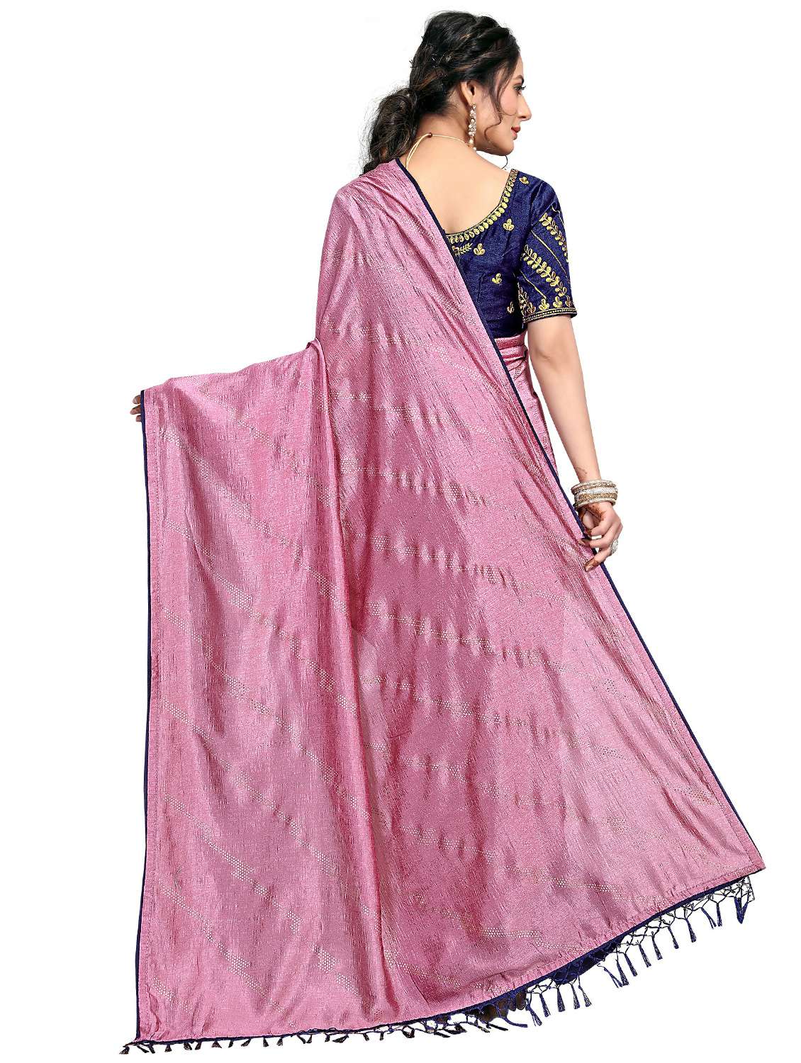 foil printed saree with blouse - 17613534 - Standard Image - 1