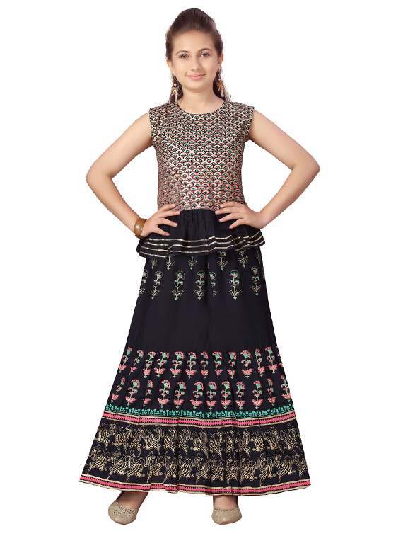 navy blue cotton lehenga choli