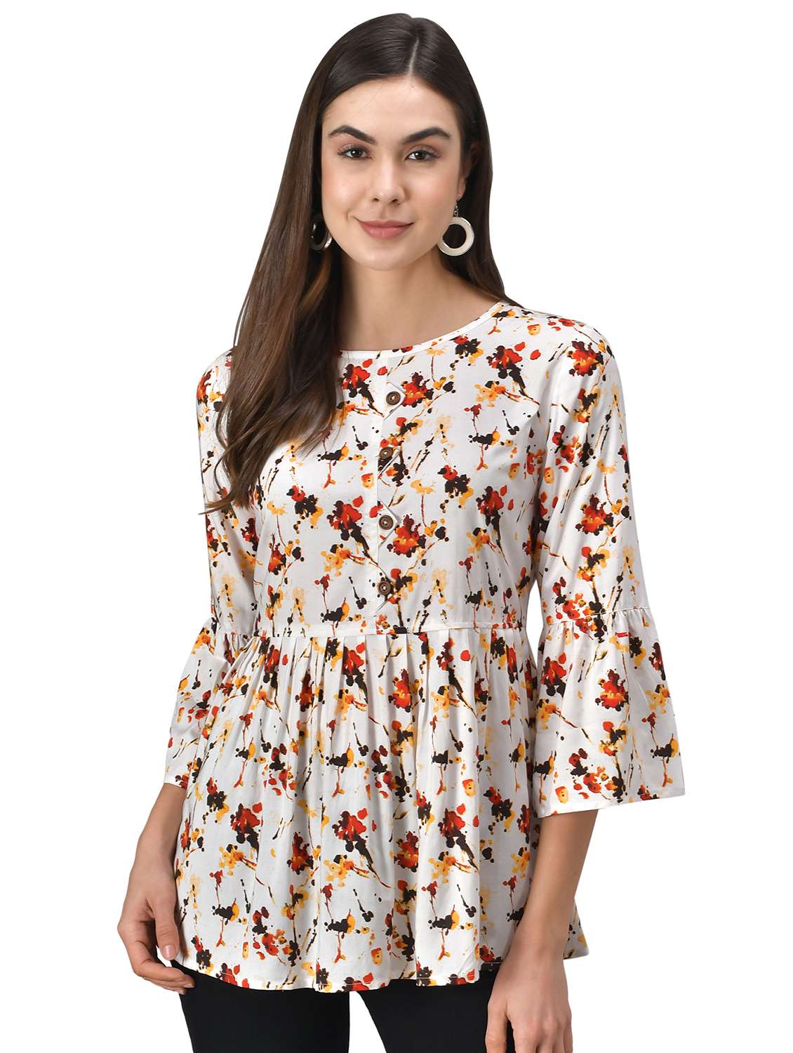 bell sleeved floral tunic 