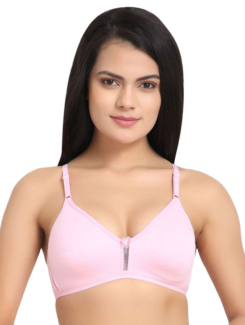 pink cotton blend tshirt bra