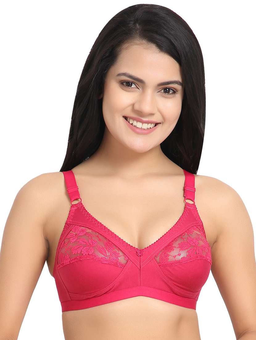 pink cotton blend minimizer bra