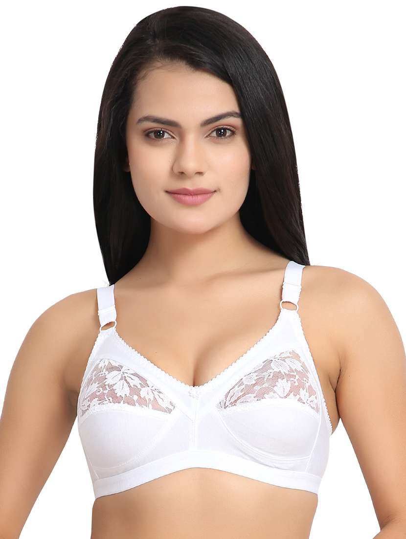 white solid lace full coverage bra