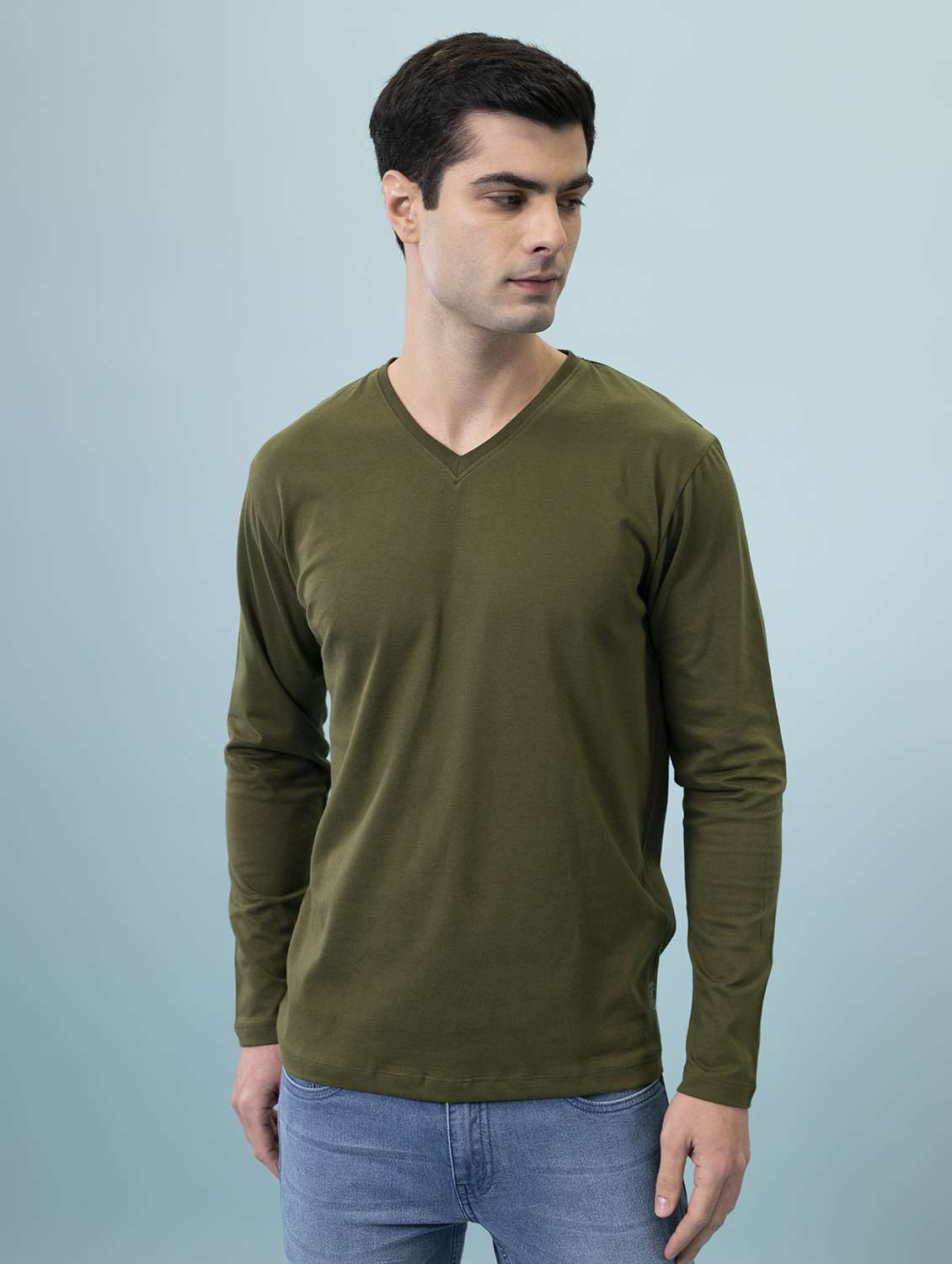 olive green solid t-shirt
