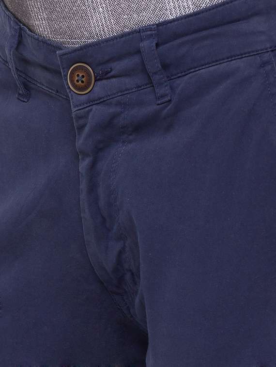 navy blue solid cargo trouser - 17615473 - Standard Image - 4