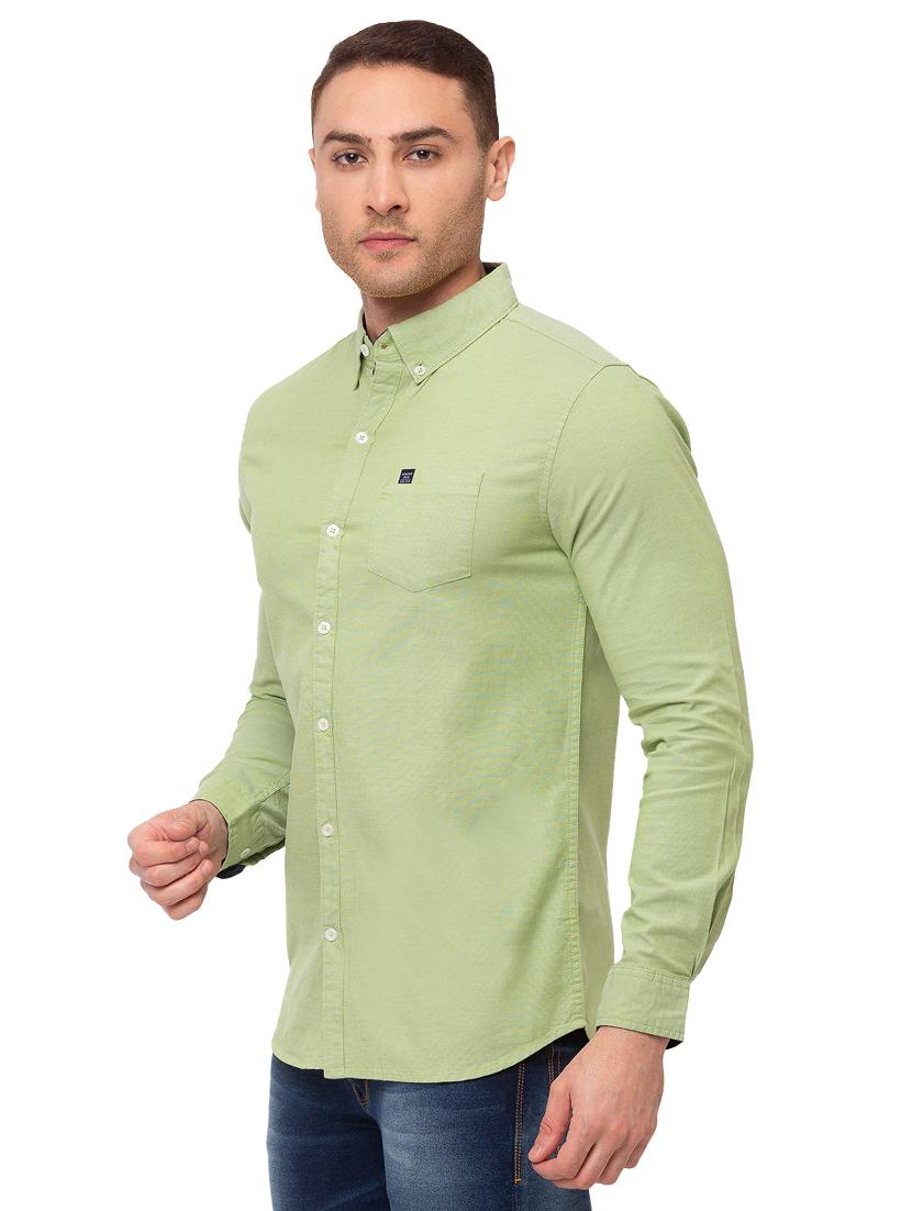 green solid casual shirt - 17615486 -  Standard Image - 1