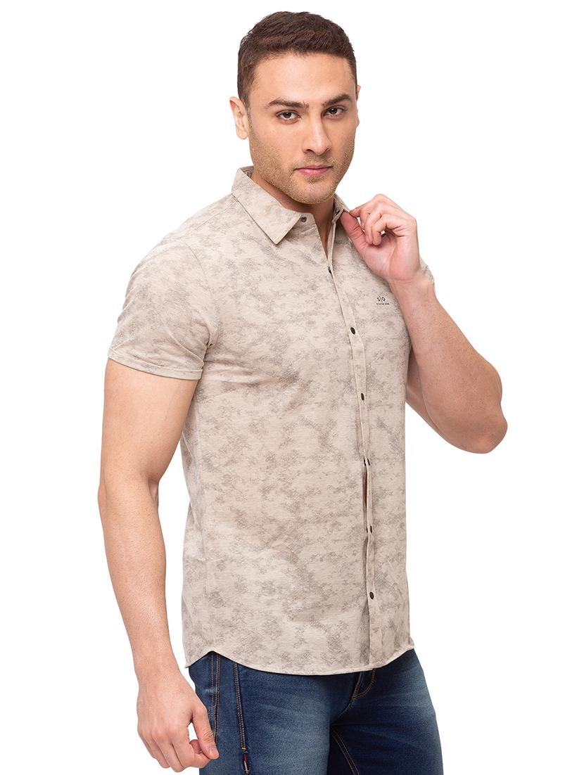 beige printed casual shirt - 17615491 - Standard Image - 1