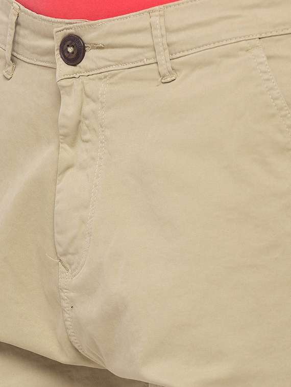 beige solid bermuda shorts - 17615519 -  Standard Image - 4
