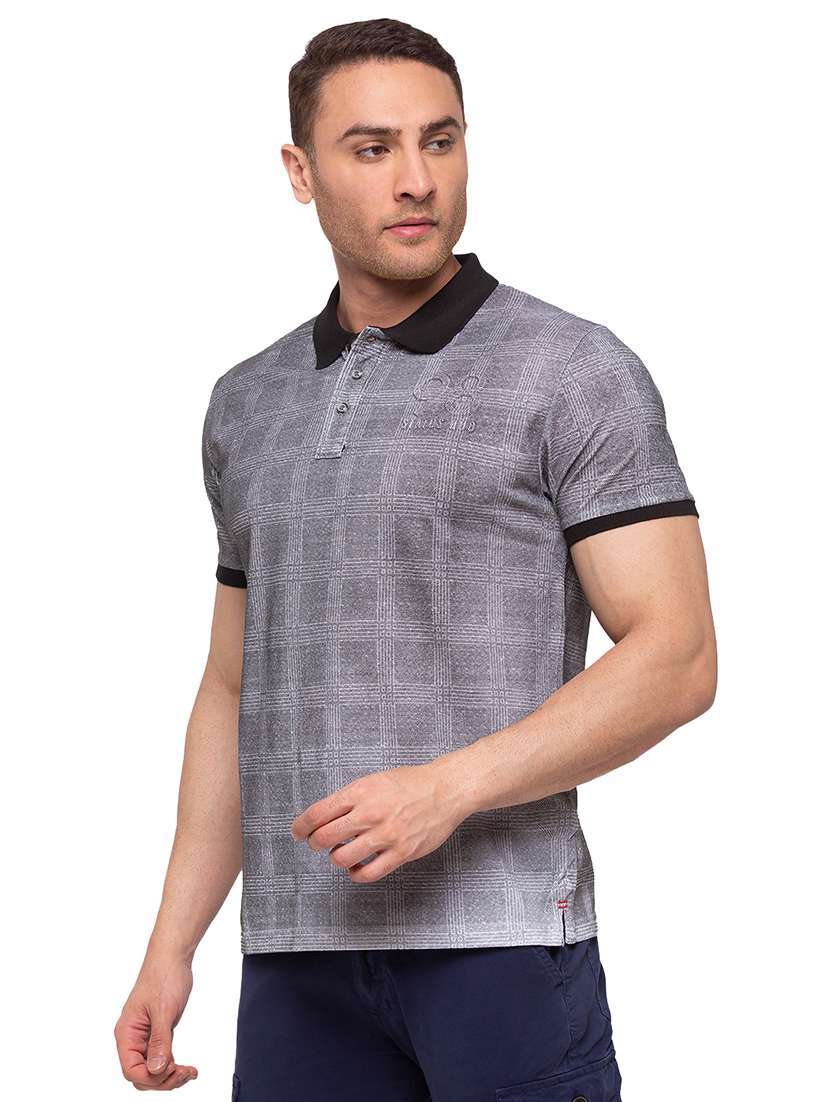 grey checkered polo,t-shirt - 17615537 -  Standard Image - 1