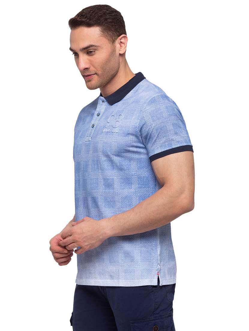 blue checkered polo,t-shirt - 17615538 -  Standard Image - 1