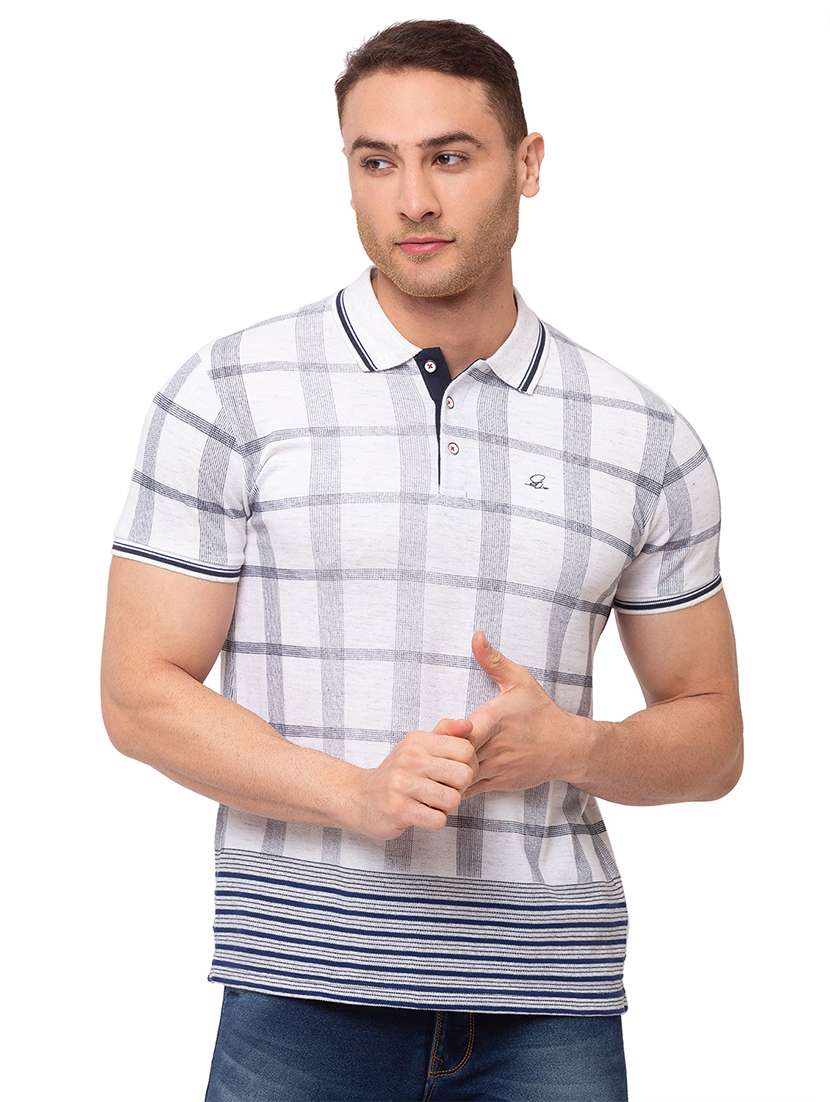white checkered polo t-shirt