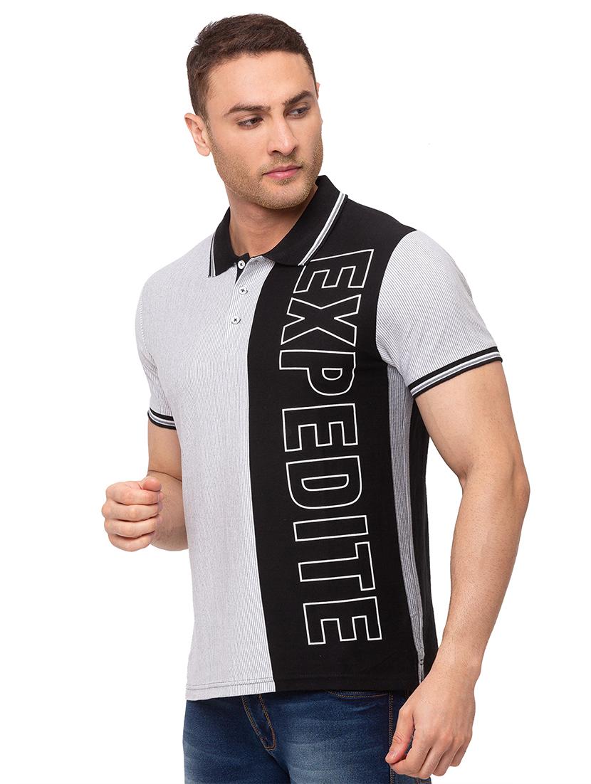 grey printed polo t-shirt  - 17615543 -  Standard Image - 1